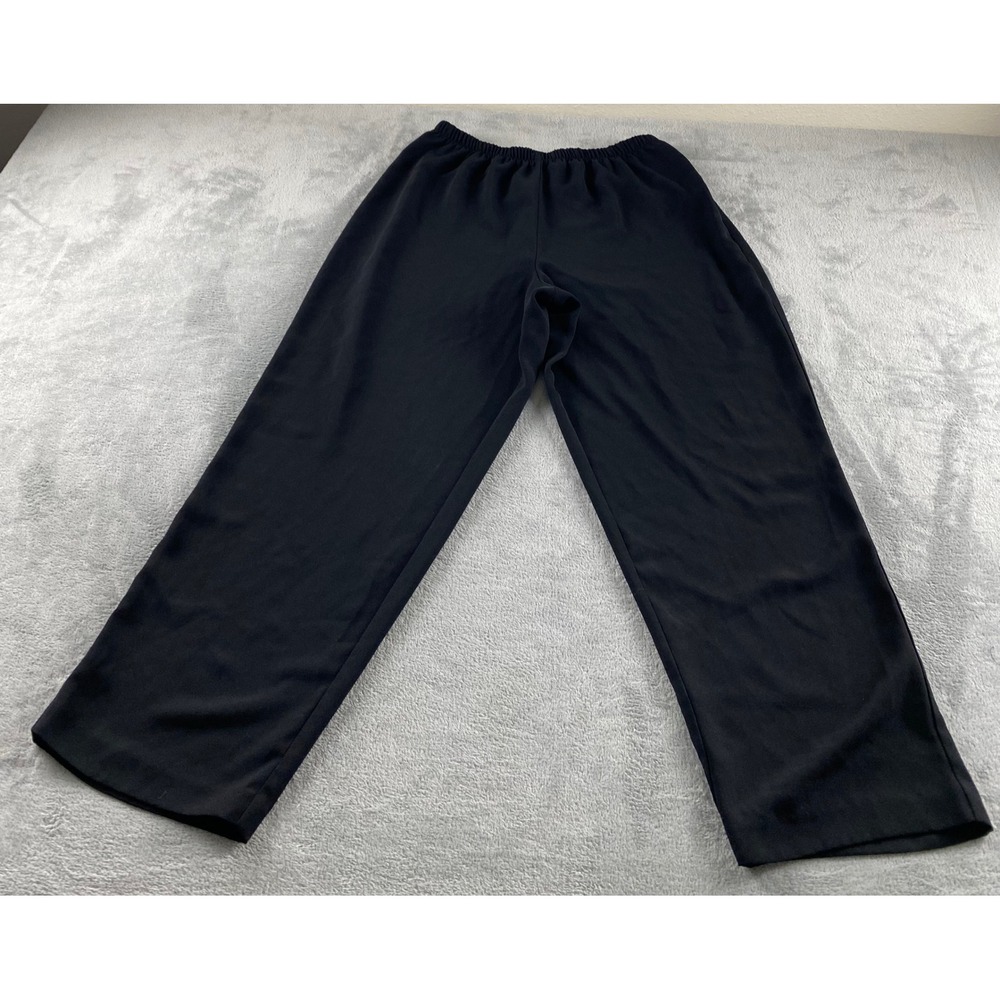 Donna Ricco Womens 16W Black Wide Leg Elastic Waist Dress Pants Trousers